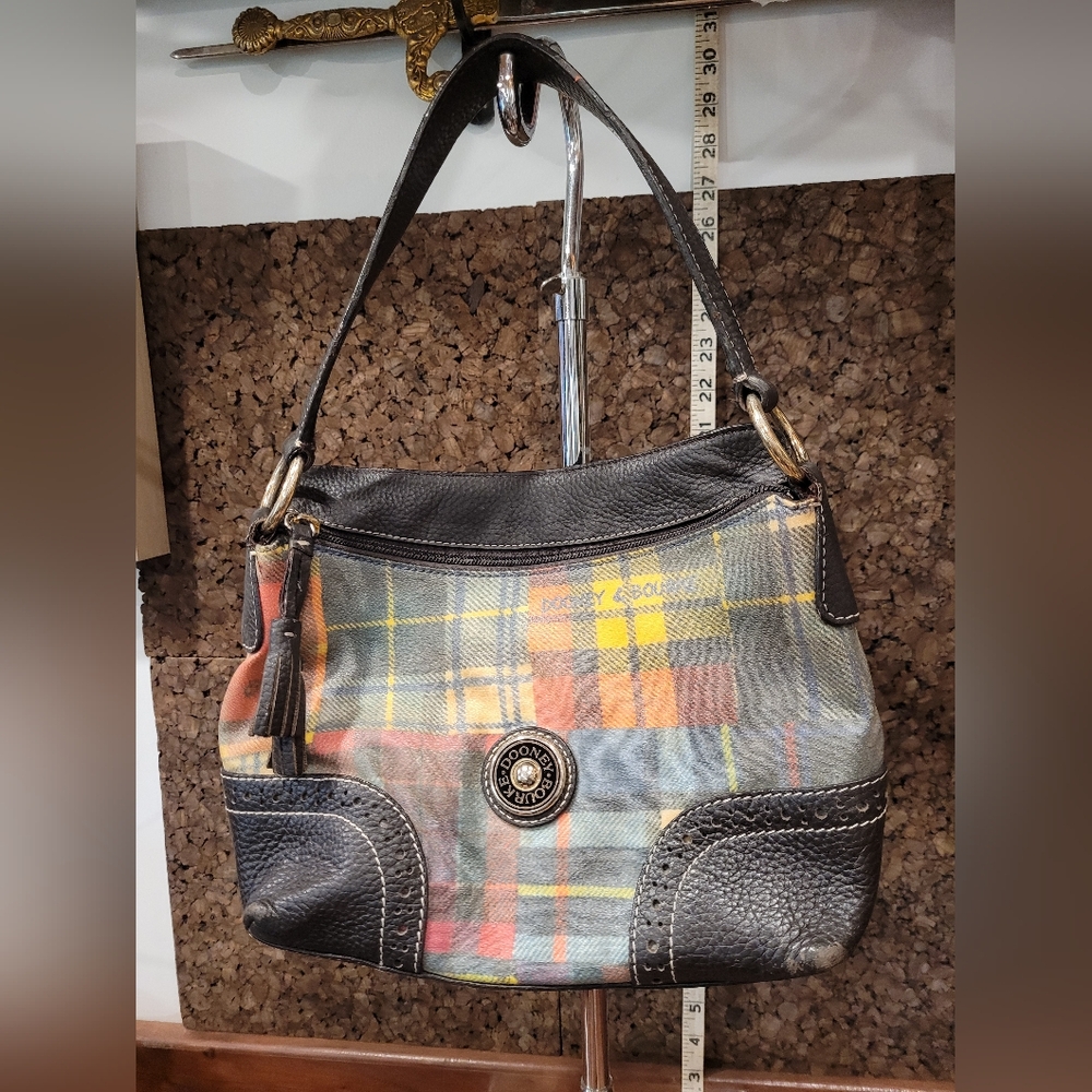 Vintage Dooney & Bourke Plaid Bucket Handbag ladybug purse